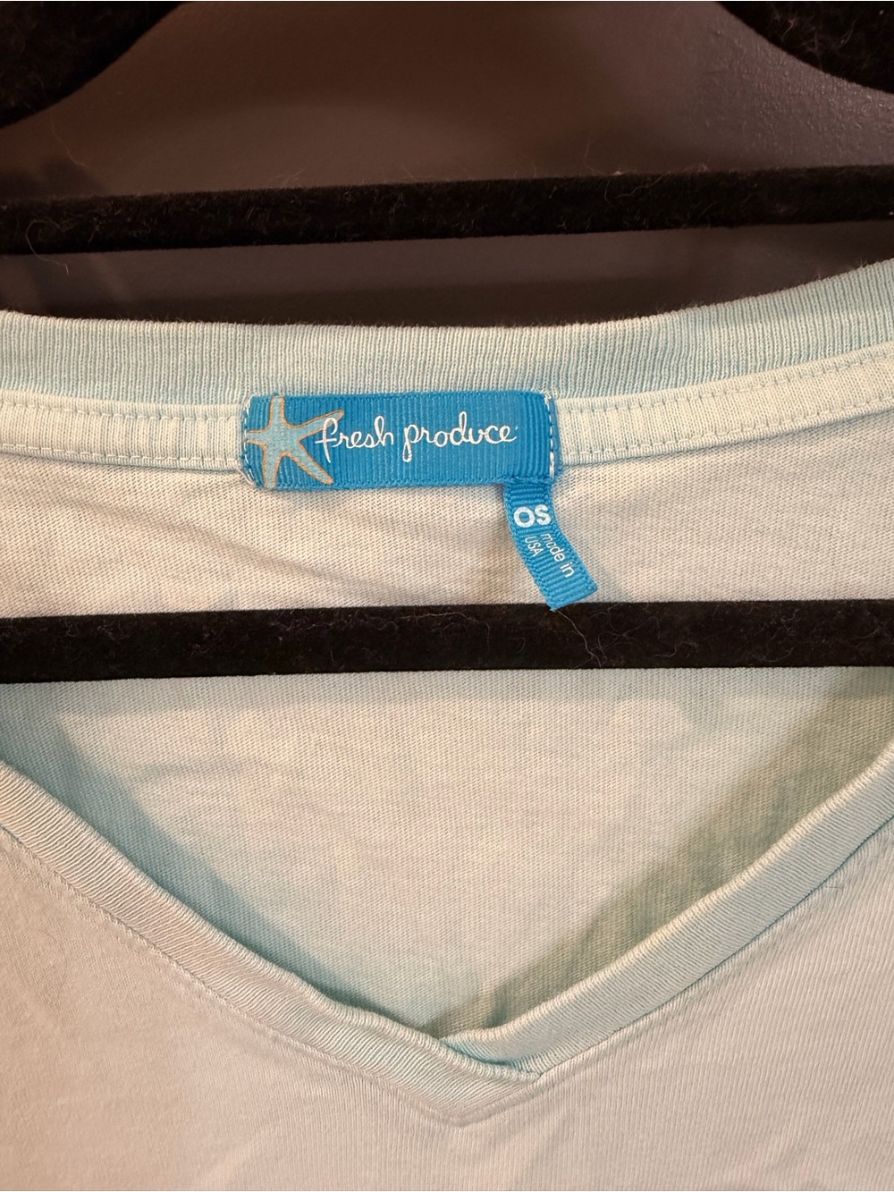 Fresh Produce Light Blue V-Neck Cotton Top with Starfish Design - One Size - Picture 2 of 7